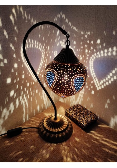 Damla Desenli Dekoratif Su Kabağı Lamba Eskitme