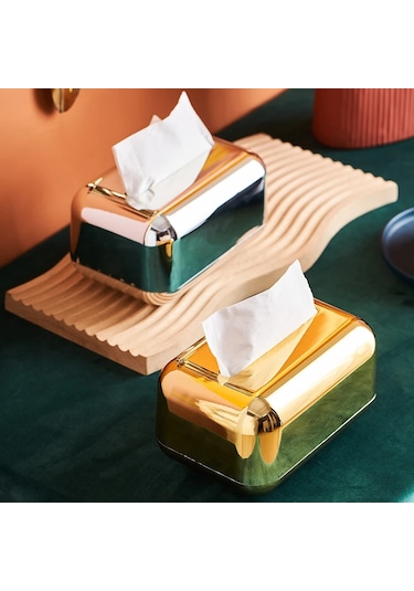 Altın-lüks Altın Doku Kutuları Depolama Peçete Tutucu Mutfak Doku Kutusu Kağıt Kutusu Organizatör Süsleme Zanaat Masaüstü Doku Tutucu