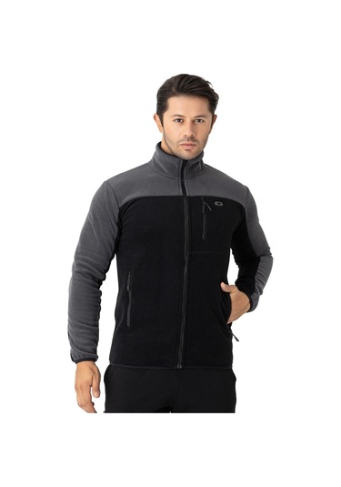 Crozwise Erkek Tam Fermuarlı Polar Sweat Siyah 6051-10 SiYAH