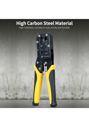 Wezone Yüksek Karbon Çelik 6p/8p Ağ Kablosu Pensesi, Sıyırma Ve Kesme Fonksiyonlu, Kaymaz Kauçuk Tutamak