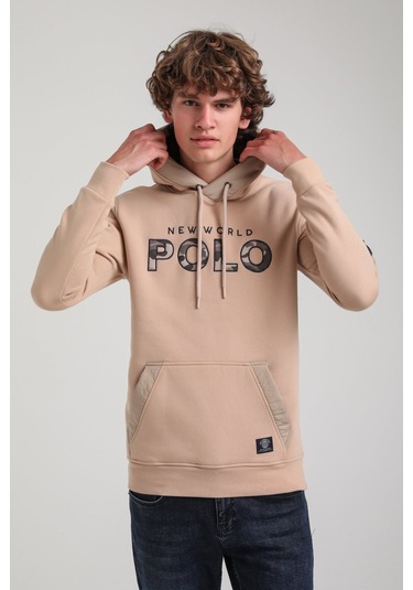 Kapüşonlu Bej Slim Fit Hoodie 23fwm64061 BEJ Bej