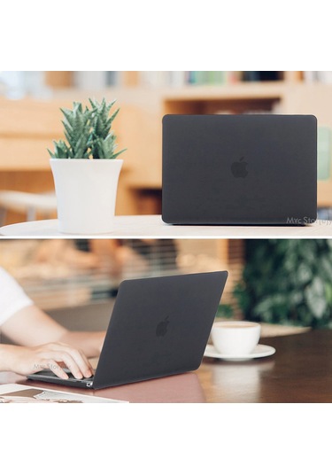 Macbook Uyumlu Air M1 Kılıf 13 İnç Mat Buzlu Flu Touchıd'li M1 Air A2337 A2179 A1932 İle Uyumlu Siyah