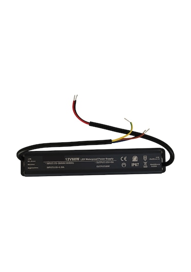 HazarLed 12 Volt 5 Amper Ip67 Su Geçirmez Dış Cephe Led Adaptör 60 Watt