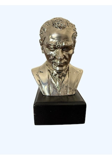 Atatürk Heykel Biblo 20 Cm Gümüş Renk