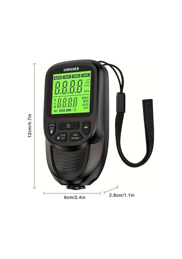 Honeybeeshop Hw400s Siyah Dijital Kaplama Kalınlık Ölçer Çift Fe Nfe Probeler 0 2000µm Led Ekran Abs