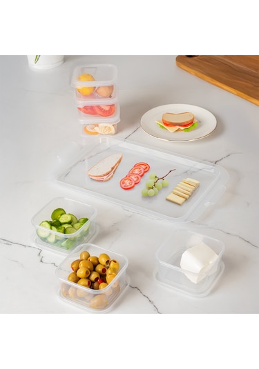Porsima 2043 Tepsili 6 Bölmeli Kahvaltılık Kahvaltı Seti Şeffaf