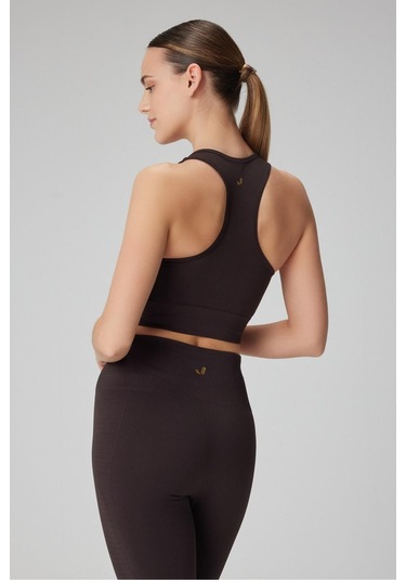 Jerf Gela Çift Katlı Kompress Sport Bra Acı Kahverengi 001