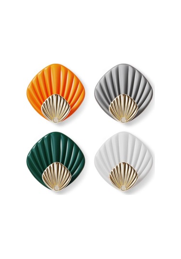 Çok Renkli 4 Adet Yaratıcı Kabuk Şekli Duvar Asılı Kanca Punch İçermeyen Güçlü Yapışkanlı Kanca Banyo Mutfak Duvara Monte Dikişsiz Yapışkan Kanca Çok Renkli