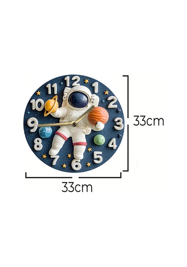 Sessiz Yuvarlak Ahşap Duvar Saati, Kuvars Hareketli 2d Uzay Desen Sdw011 Renkli