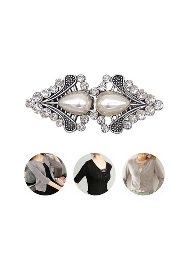 Homyl Kazak Şal Ördek Ağız Klipsi Hırka Yaka Ceketler Antik Gümüş Çok Renkli