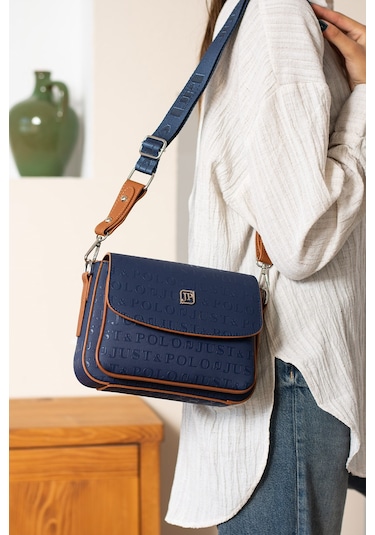 Just Polo Yeni Sezon Kolon Askılı 4 Bölmeli Kadın Omuz Çantası Ve Cüzdan Kombini Pbu217402 Lacivert - Taba
