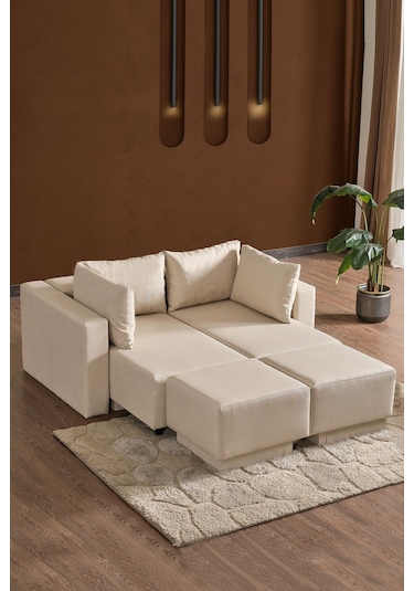 Kagu Corner Poly-l Köşe Takimi-Kanepe-Yatak-Dinlenme Krem