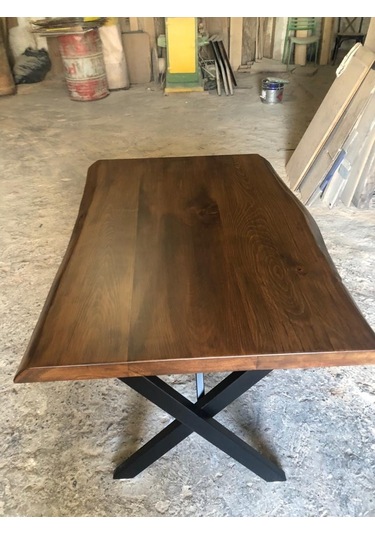 Bintaşmobilya Ceviz Rengi Gürgen Ağacı Kütük Masa Imalatı 80X120.Cm