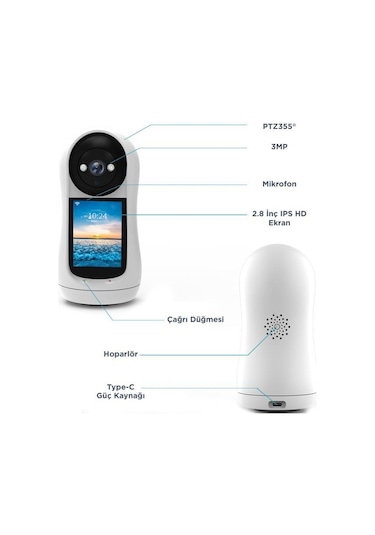 Torima Cmr17 Monitörlü Smart Ip Full Hd 360 Akıllı Güvenlik Kamerası Hareket Algılama Bebek Kamerası