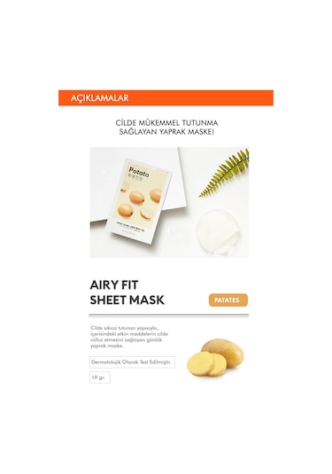 Missha Patatesli Aydınlatıcı Yaprak Maske 1 Adet Airy Fit Sheet Mask Potato