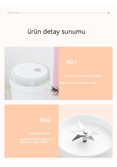 Mini Kablosuz Çok Fonksiyonlu Meyve Suyu Bardağı-beyaz