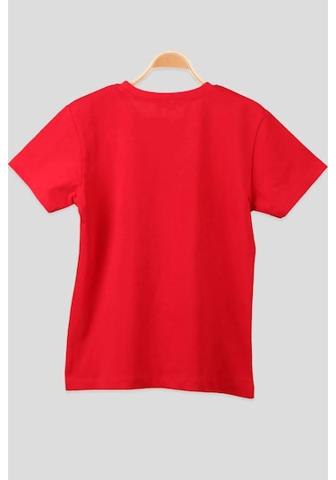 Türk Bayraklı T-shirt Kız Ve Erkek Çocuk Unisex Bayram Tişörtü Kırmızı