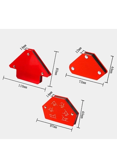 Valkyrie Mıknatıslı Manyetik Gönye Kaynak Tutucu 6'Lı Set Kırmızı