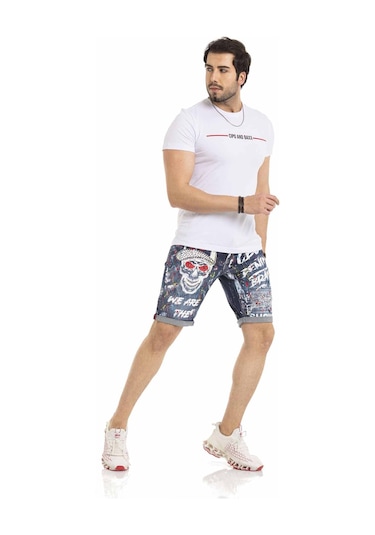 Ck255 Boyalı Erkek Kot Şort Mavi