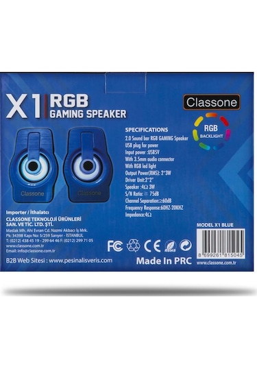 Classone X1 Blue  Rgb Gaming Hoparlör - Mavi