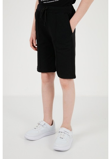 Lela Pamuklu Baskılı Bisiklet Yaka Kısa Kollu Şortlu Erkek Çocuk Takım 6212010 Siyah