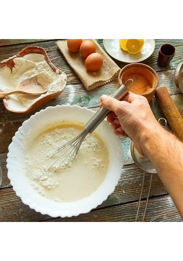 Yasammerkezi No.3 Tarzı Stainless Steel Egg Beater Balloon Wire Whisk Manual Rotating Mixer Egg Cream M Beyaz