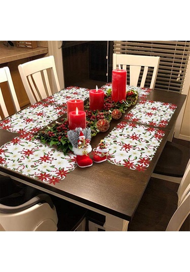 Xiaaokeji 6'lı Amerikan Servisi Seti İşlemeli Noel Atatürk Çiçeği Ve Kutsal Ağaç Tasarımı Diğer