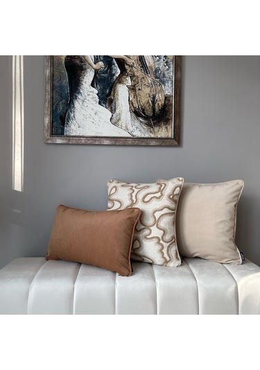 "sable & Curve" Dekoratif Kırlent Set Kahverengi - Vizon - Krem