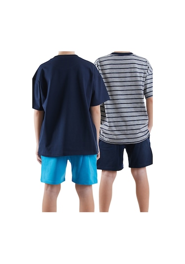 Denokids Erkek Çocuk Basic 2'li Şort Takım Renkli Çok Renkli