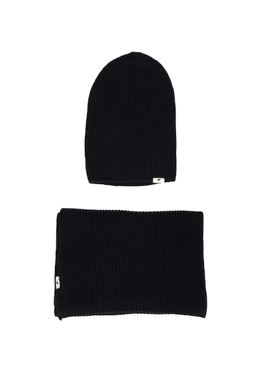 AC&Co / Altınyıldız Classics Erkek Siyah Rüzgar Geçirmez Sıcak Tutan Triko Atkı-bere Set