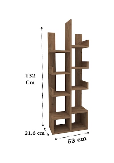 Gemini 10 Bölmeli Raflı Dekoratif Kitaplık Ofis Kitaplığı Dolap Evrak Rafı Ev Ofis Rafı - Çam