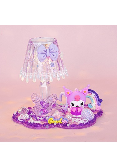 Aurora Çocuk Dıy El Yapım Krem Tutkal Kristal Masa Lambası Malzeme Paketi Seti Yaratıcı Gece Lambası Bulmaca Oyuncak Mor Mor