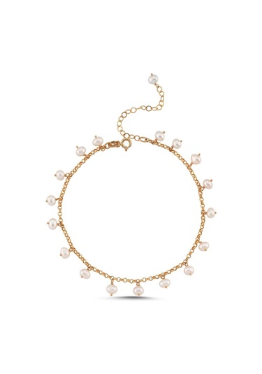 İncili Zincir Bileklik 4,5 Mm 18 Cm / Rose Rose Pembe Altın