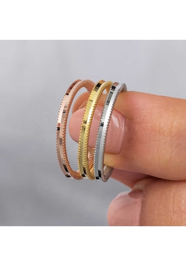 Gümüş 3 Renk Ajda Kadın Yüzük