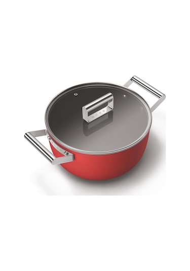 Smeg Cookware 50's Style Kırmızı Tencere Cam Kapaklı 4.6 L