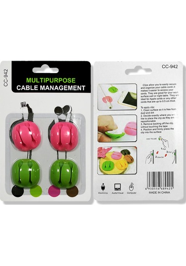 Yaozixa Masa Üstü Kabloları Düzenleyici Seti - Çift Delikli 4'lü Paket 2 Pembe + 2 Yeşil - Dayanıklı, Yeniden Kullanılabilir Kablo Tutucu