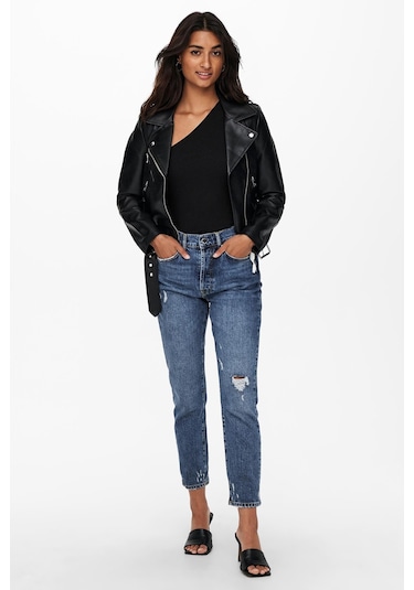 Only Kadın Deri Ceket Onlvera Fermuarlı Kemerli - 15232135 001