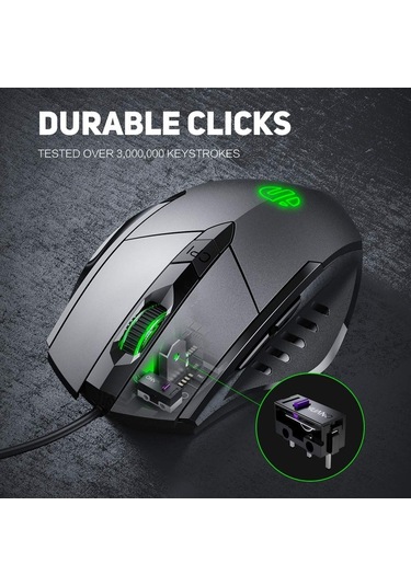 Inphic Pw1h Kablolu Sessiz Aydınlatmalı Bilgisayar Oyun 6 Düğmeli Fare Gri Diğer