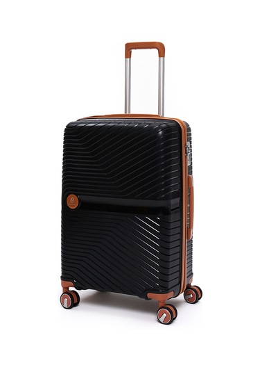 Elatae Exclusive Pro Polipropilen Orta Boy Kırılmaz Valiz Siyah - Camel 5239 Siyah - Camel