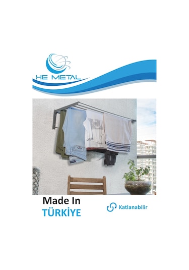 Duvara Monte Katlanabilir Çamaşır Askısı - 85x40 Cm