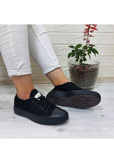 Fiyra 554 Siyah-siyah Kısa Unisex Sneaker Keten Spor Ayakkabı 001