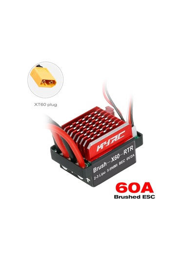 Aubyhe 1:10 Rc Araç İçin 60a Çift Yönlü Fırçalı Esc, Fren Özelliği Ve Xt60 Soketi İle Soğutma Sistemi