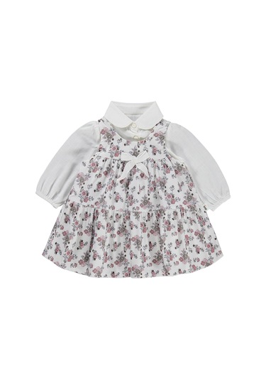 Civil Baby Fiyonklu 6-18 Ay Elbise - Ekru