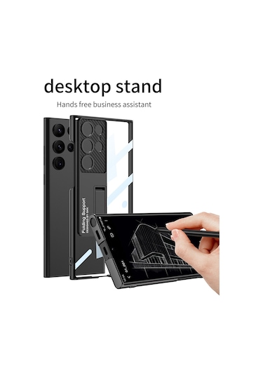 Gkk Samsung Galaxy Uyumlu S24 Ultra Telefon Kılıfı Galvanik Çizilmeye Dayanıklı Kickstand Koruyucu Kılıf