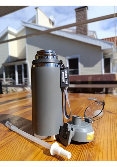 Shotay Camping Çelik Termos Matara 750ml Yeşil Yeşil