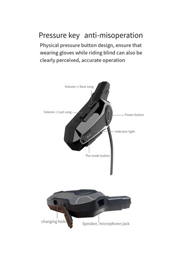 Vkemall Motosiklet Kasklarına Uygun Bluetooth İnterkom Kulaklığı Sadece Ön Ve Arka Koltuk İnterkomunu Destekler