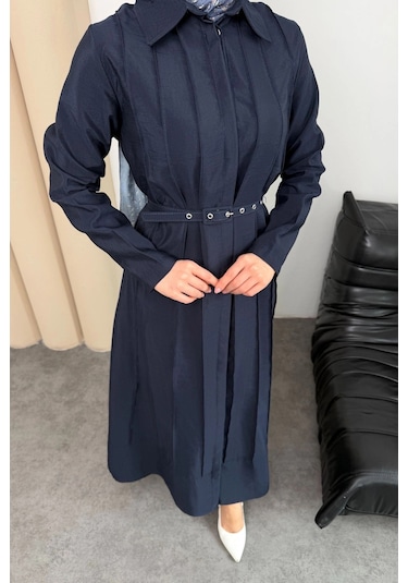 Mihran Butik Quenn Model Coupra Model Kumaş Kemer Detaylı Elbise Lacivert