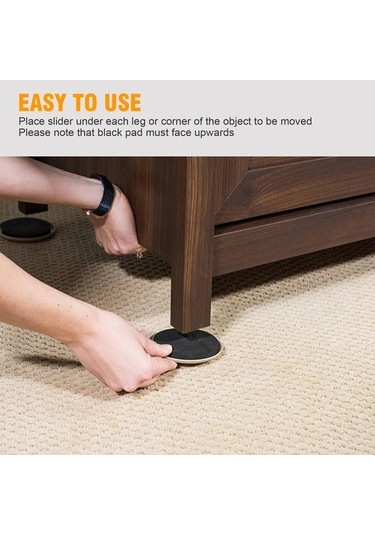 Novahub 16 Parça Mobilya Kaydırıcı Yeniden Kullanılabilir Ağır Mobilya Taşıyıcı 3,5 İnç Yuvarlak Sürgü Siyah