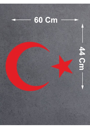 Türk Bayrağı Ay Yıldız Sticker - Araba Oto Motosiklet Karavan Sticker - 00323 60X44 Cm