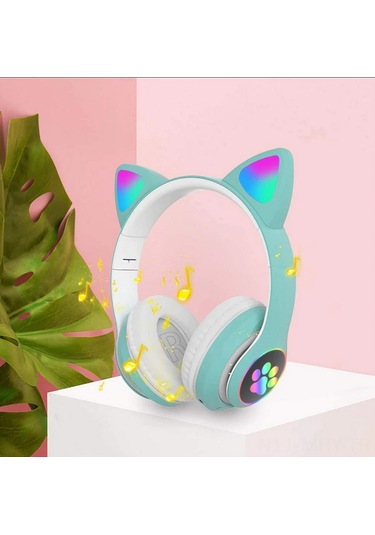 Monyee Kedi Kulaklıklı Led Işıklı Bluetooth 5.0 Kulaklık, Gürültü Engelleme Mikrofonlu, Ses Kontrol Ve Çağrı Yönetimi, Oyun Ve Günlük Kullanım İçin